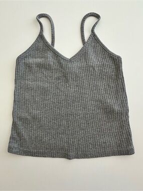 TopShop Ribbed V-Neck Cami Tank Top - Gray Size 2